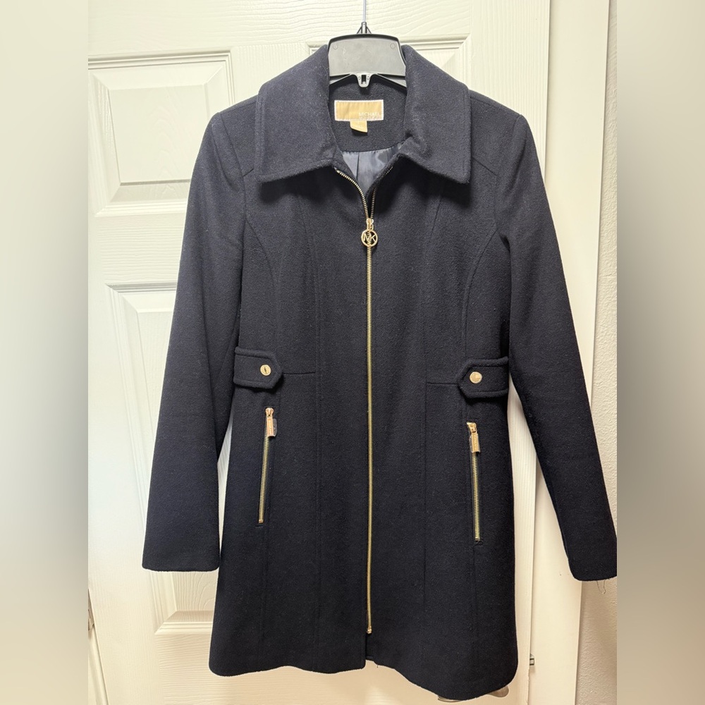 Michael kors  women midnight blue coat size Small gently worn wool blend